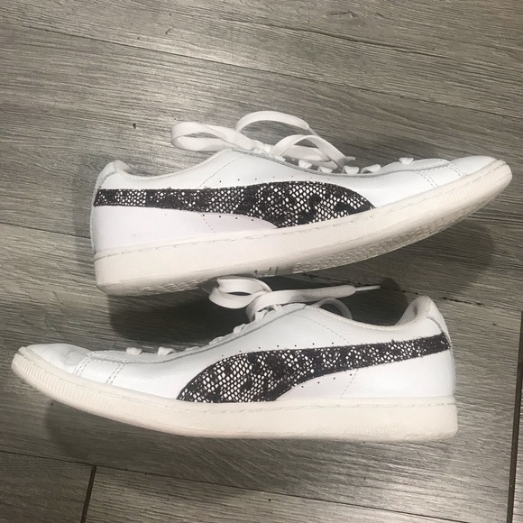 PUMA White Leather Classics w/animal print details - Picture 1 of 9